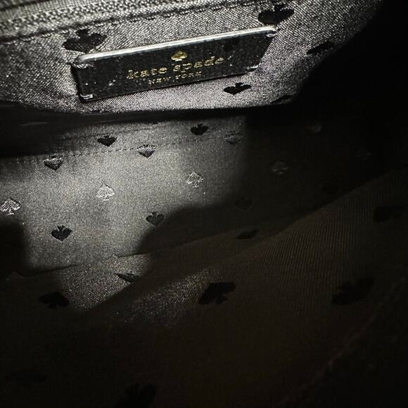 NEW Kate Spade Darcy Woven Houndstooth Top Handle Satchel Leather Black White - Picture 8 of 9